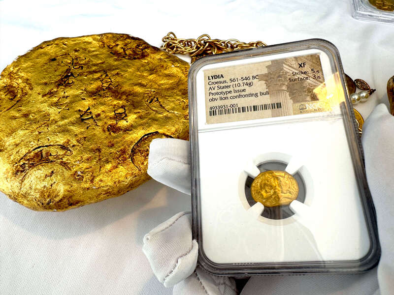 Lydia Stater 'First Gold Coinage' Heavy Weight NGC XF 5x3 7