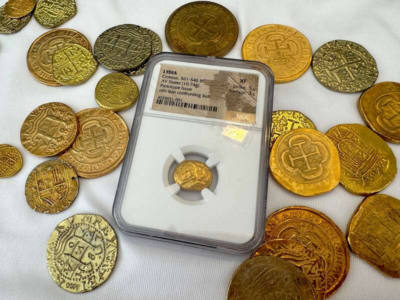 Lydia Stater 'First Gold Coinage' Heavy Weight NGC XF 5x3 14