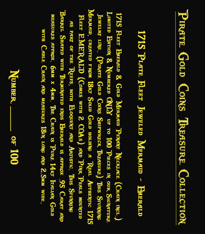 1715 Fleet Emerald & Gold Mermaid Pirate Gold Coins Shipwreck Jewelry 12