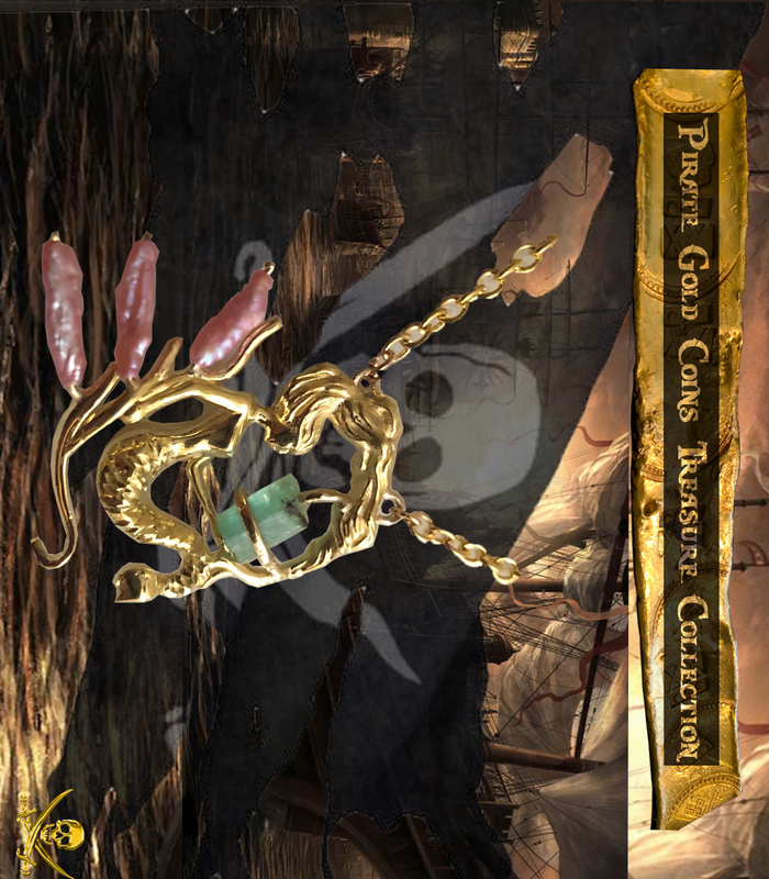 Atocha 1622 Emerald & Gold Mermaid with Pink Pearls 10