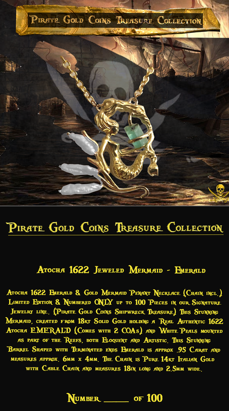 Atocha 1622 Emerald & Gold Mermaid with White Pearls 9