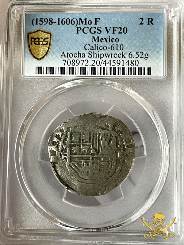 Mexico 2 Reales 1598-1606 "Atocha 1622 Shipwreck" PCGS 20 3