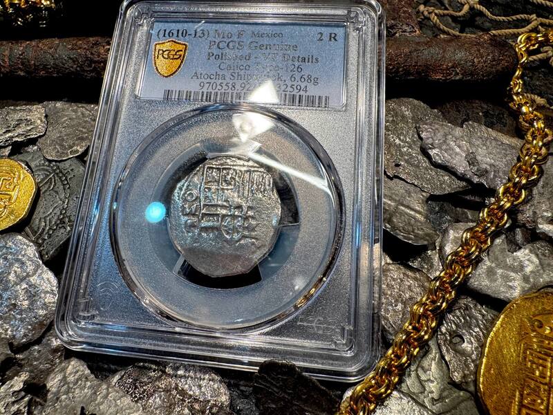 Mexico 2 Reales 1610-13 "Atocha 1622 Shipwreck" PCGS VF 4