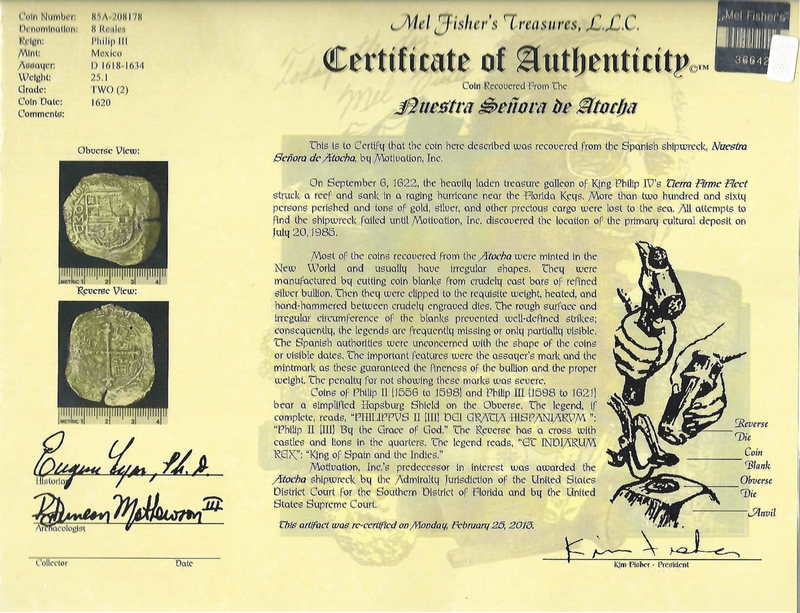 Mexico 8 Reales 1620 "Atocha 1622 Shipwreck" PCGS XF 3