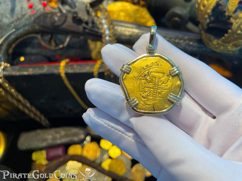 Mexico 8 Escudos 1679-94 "Jeweled Cross- 1715 Fleet Shipwreck" 14kt Bezel 3