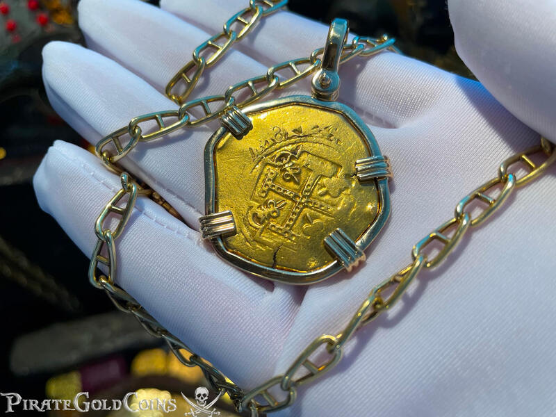 Mexico 8 Escudos 1679-94 "Jeweled Cross- 1715 Fleet Shipwreck" 14kt Bezel 5