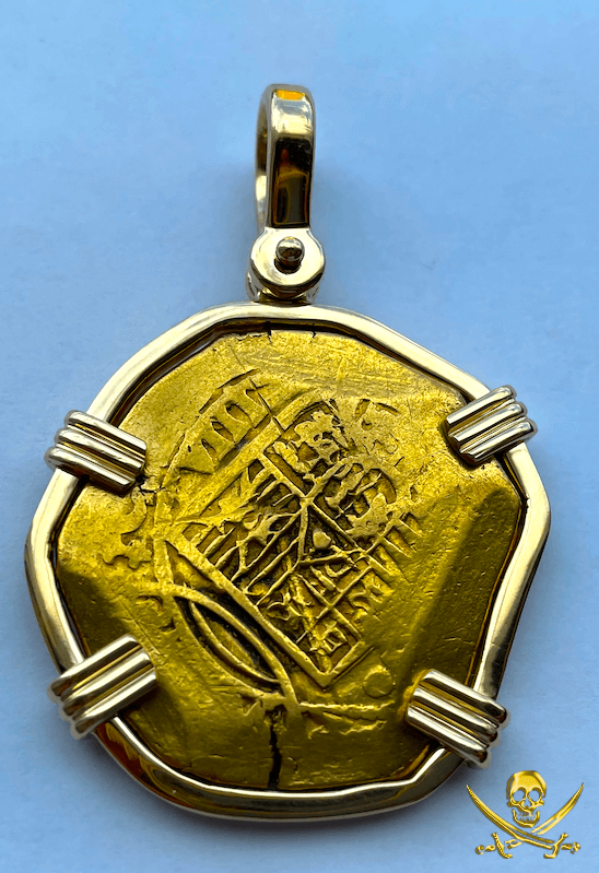 Mexico 8 Escudos 1679-94 "Jeweled Cross- 1715 Fleet Shipwreck" 14kt Bezel 7