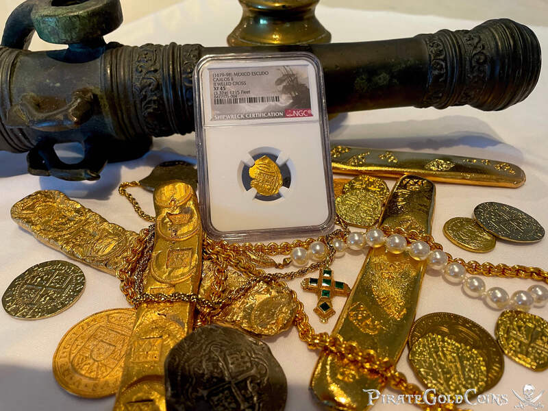 Mexico 1 Escudo 1679-98 "Jeweled Cross - 1715 Fleet Shipwreck" NGC 45 2