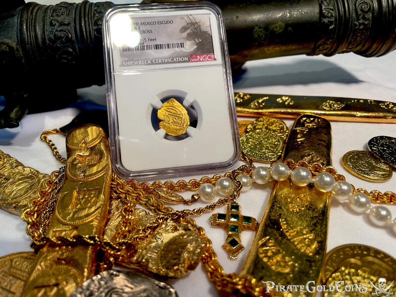Mexico 1 Escudo 1679-98 "Jeweled Cross - 1715 Fleet Shipwreck" NGC 45 6