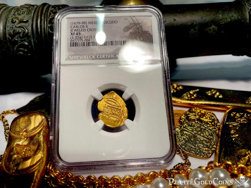 Mexico 1 Escudo 1679-98 "Jeweled Cross - 1715 Fleet Shipwreck" NGC 45 9
