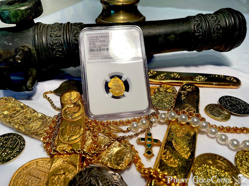 Mexico 1 Escudo 1679-98 "Jeweled Cross - 1715 Fleet Shipwreck" NGC 45 10