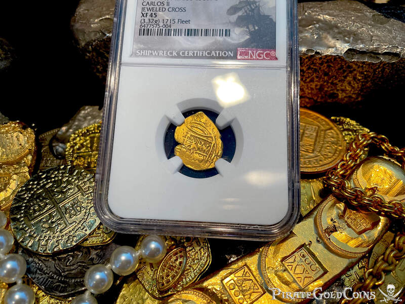 Mexico 1 Escudo 1679-98 "Jeweled Cross - 1715 Fleet Shipwreck" NGC 45 21