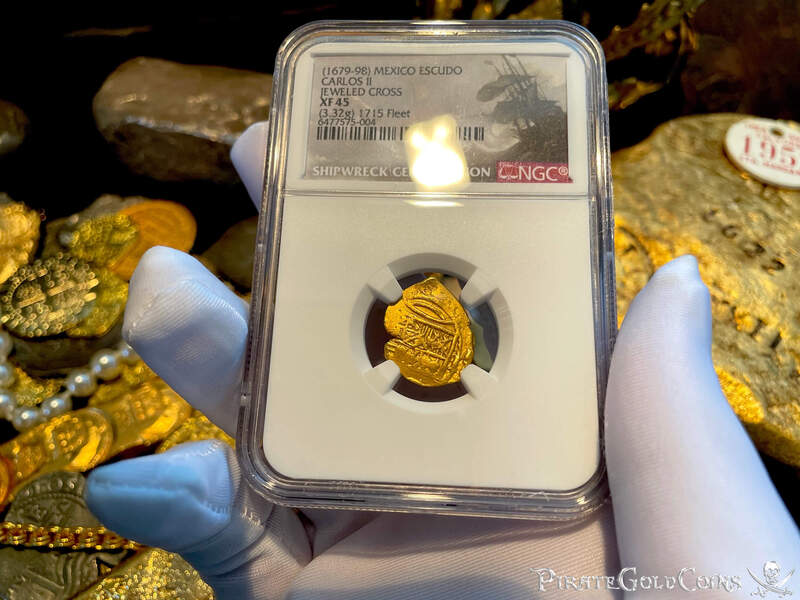 Mexico 1 Escudo 1679-98 "Jeweled Cross - 1715 Fleet Shipwreck" NGC 45 23