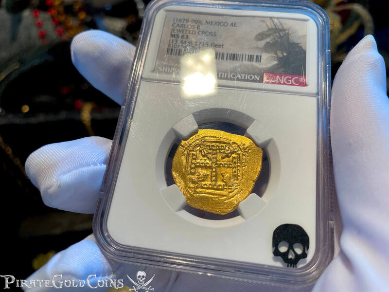 Mexico 8 Escudos 1679-99 "Jeweled Cross- Finest Known" NGC 63 5