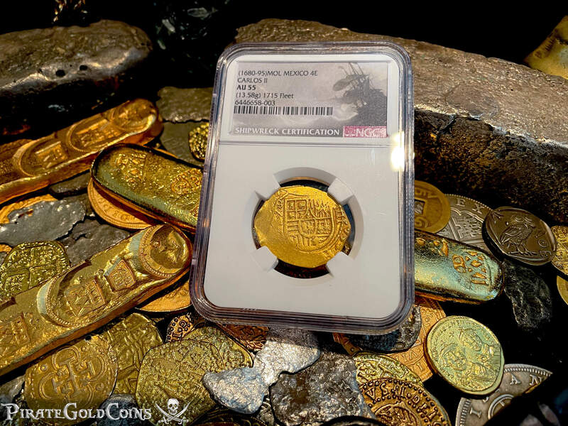 Mexico 4 Escudos 1680-95 "1715 Fleet Shipwreck" NGC 55 2