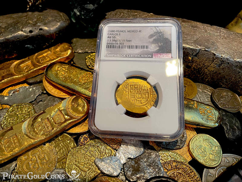 Mexico 4 Escudos 1680-95 "1715 Fleet Shipwreck" NGC 55 3