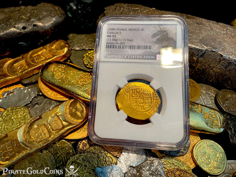 Mexico 4 Escudos 1680-95 "1715 Fleet Shipwreck" NGC 55 4