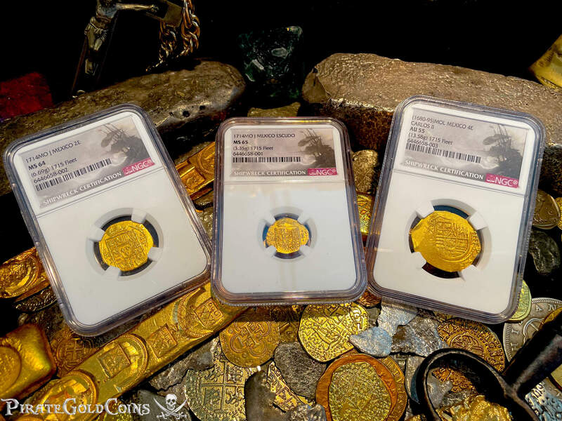 Mexico 4 Escudos 1680-95 "1715 Fleet Shipwreck" NGC 55 5