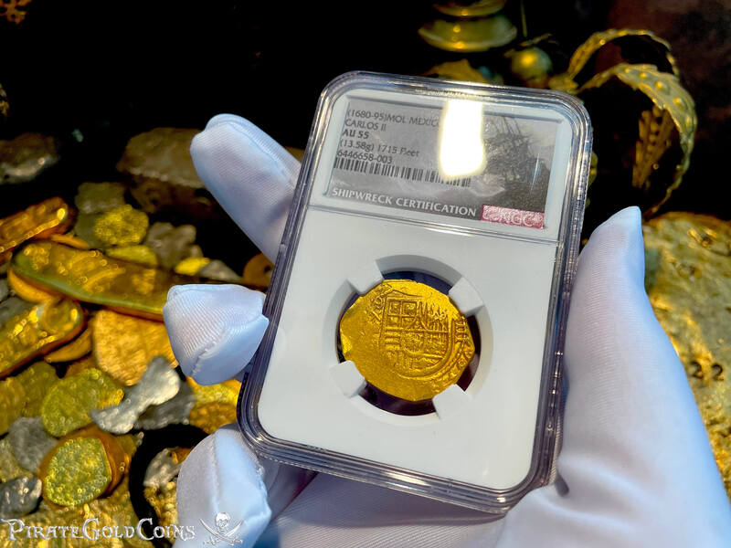 Mexico 4 Escudos 1680-95 "1715 Fleet Shipwreck" NGC 55 9