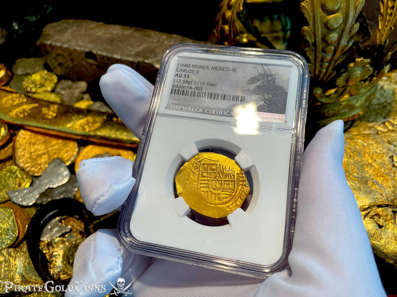 Mexico 4 Escudos 1680-95 "1715 Fleet Shipwreck" NGC 55 11