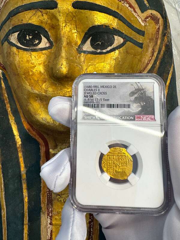 Mexico 2 Escudos 1680-98 "Jeweled Cross- 1715 Fleet Shipwreck" NGC 58 11