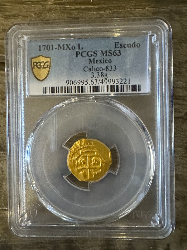Mexico 1 Escudo 1701 "1715 Fleet Shipwreck" PCGS 63 5