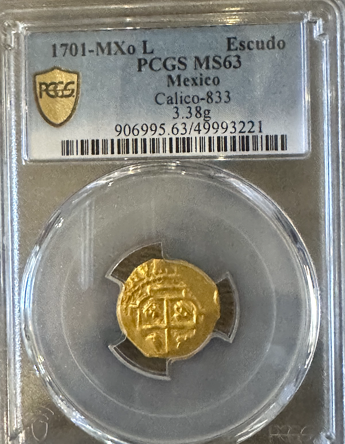 Mexico 1 Escudo 1701 "1715 Fleet Shipwreck" PCGS 63 15