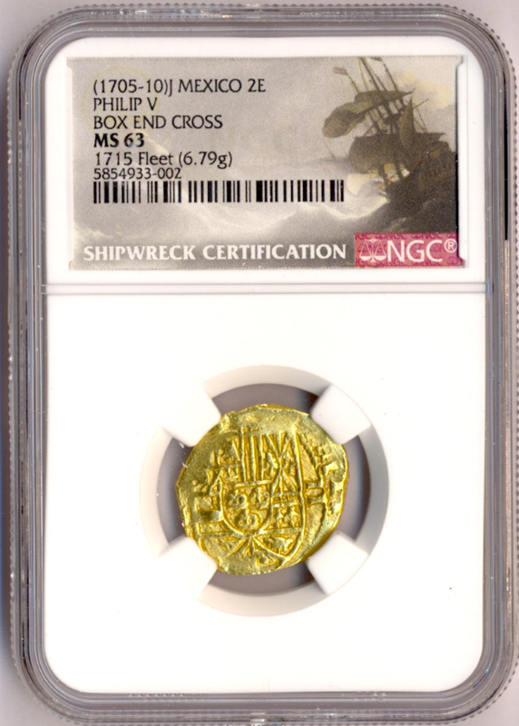 Mexico 2 Escudos 1705-10 "1715 Fleet Shipwreck" NGC 63 2