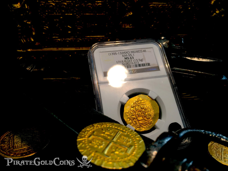Mexico 4 Escudos 1705-13  "1715 Plate Fleet Shipwreck"  NGC 63 10
