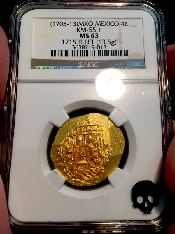 Mexico 4 Escudos 1705-13  "1715 Plate Fleet Shipwreck"  NGC 63 17
