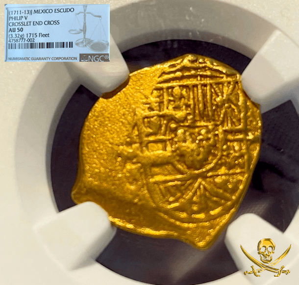 Mexico 1 Escudo 1711-13 "1715 Fleet Shipwreck" NGC 50 2