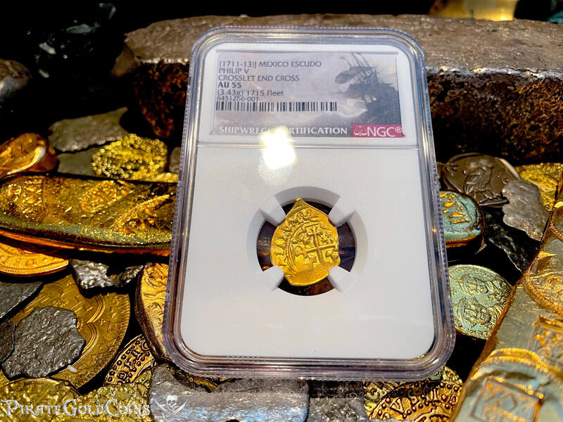 Mexico 1 Escudo 1711-13 "1715 Fleet Shipwreck" NGC 55 6