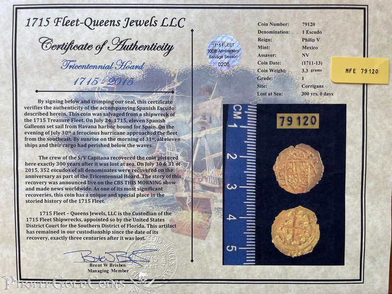 Mexico 1 Escudo 1711-13 "From 1715 Fleet Shipwreck" NGC 64 20