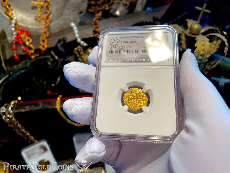 Mexico 1 Escudo 1711-13 "From 1715 Fleet Shipwreck" NGC 64 5