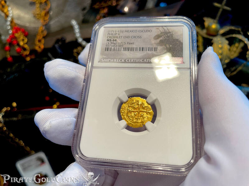 Mexico 1 Escudo 1711-13 "From 1715 Fleet Shipwreck" NGC 64 8