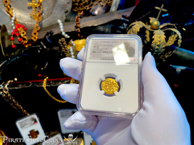 Mexico 1 Escudo 1711-13 "From 1715 Fleet Shipwreck" NGC 64 9