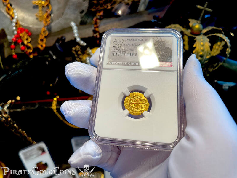 Mexico 1 Escudo 1711-13 "From 1715 Fleet Shipwreck" NGC 64 10