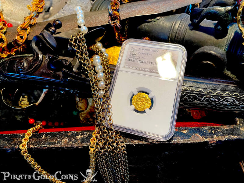 Mexico 1 Escudo 1711-13 "From 1715 Fleet Shipwreck" NGC 64 16