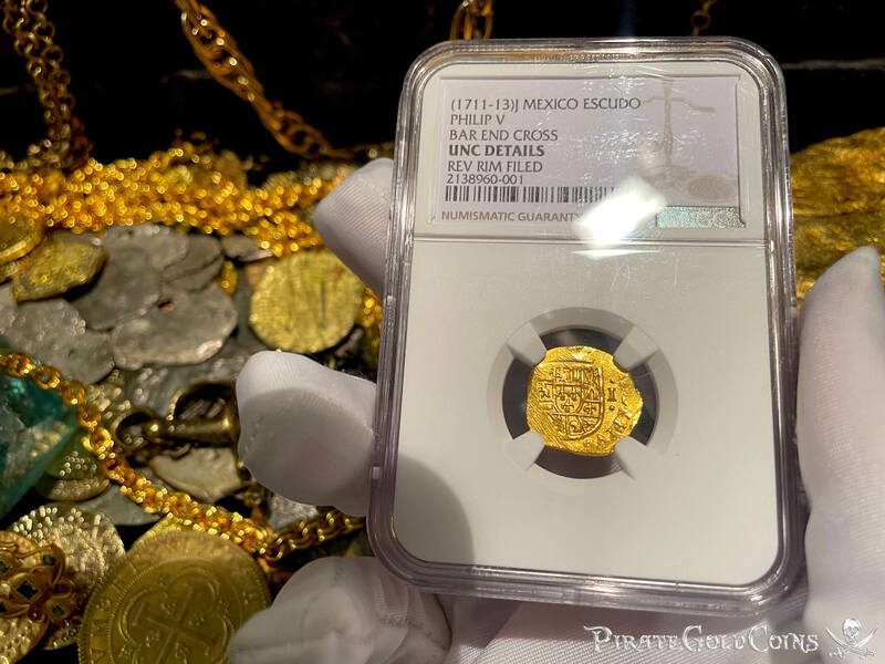 Mexico 1 Escudo 1711-13 "1715 Fleet Shipwreck" NGC UNC 2