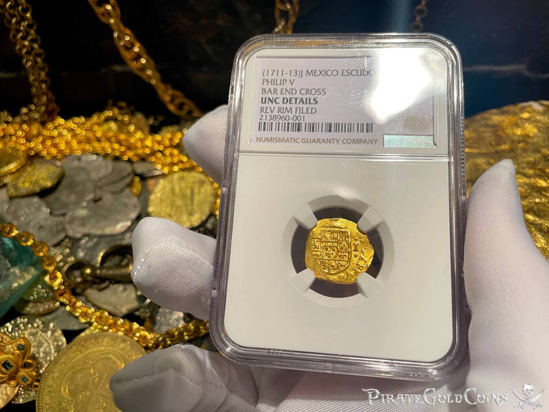 Mexico 1 Escudo 1711-13 "1715 Fleet Shipwreck" NGC UNC 3