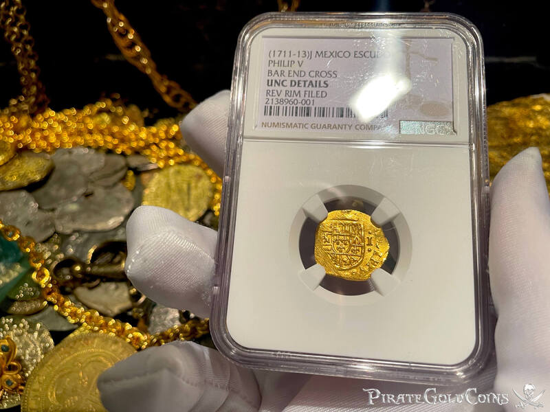 Mexico 1 Escudo 1711-13 "1715 Fleet Shipwreck" NGC UNC