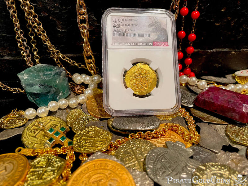 Mexico 4 Escudos 1711-13 "1715 Fleet Shipwreck" NGC 64 2