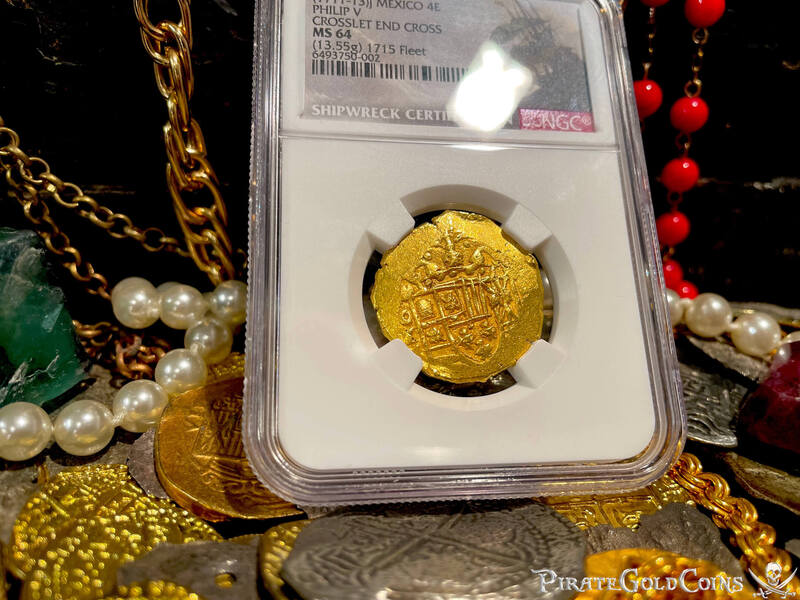 Mexico 4 Escudos 1711-13 "1715 Fleet Shipwreck" NGC 64 4