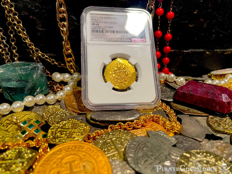 Mexico 4 Escudos 1711-13 "1715 Fleet Shipwreck" NGC 64 6