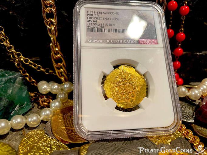 Mexico 4 Escudos 1711-13 "1715 Fleet Shipwreck" NGC 64
