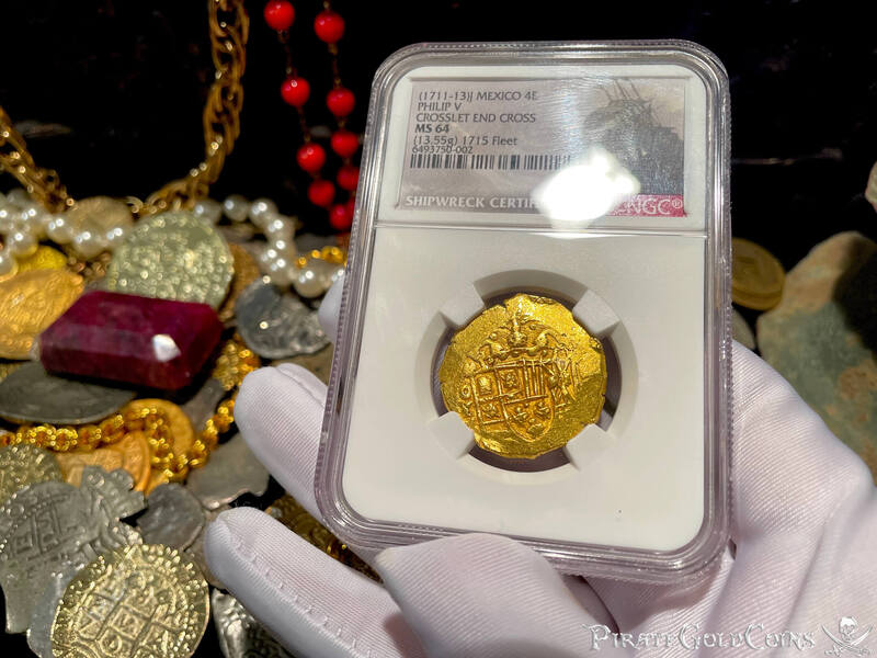 Mexico 4 Escudos 1711-13 "1715 Fleet Shipwreck" NGC 64 10