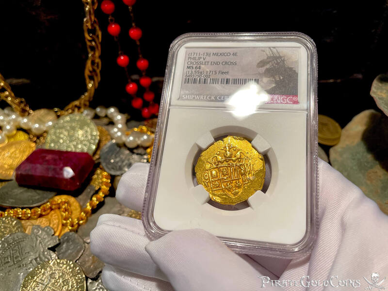 Mexico 4 Escudos 1711-13 "1715 Fleet Shipwreck" NGC 64 11