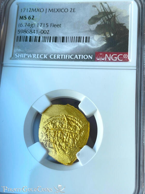 Mexico 2 Escudos 1712 "1715 Plate Fleet Shipwreck" NGC 62 13