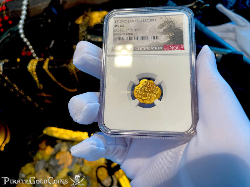 Mexico 1 Escudo 1713 Dated! "Finest Known- 1715 Fleet Shipwreck" NGC 64 3