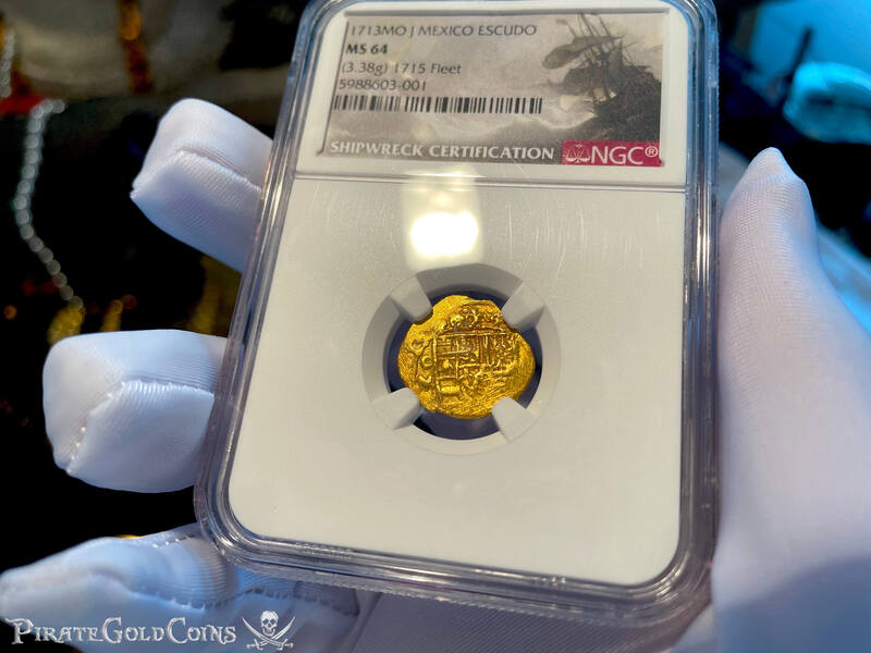 Mexico 1 Escudo 1713 Dated! "Finest Known- 1715 Fleet Shipwreck" NGC 64 4